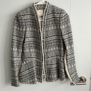 Rebecca Taylor Tweed Peplum Blazer with Chain Details